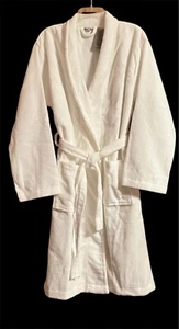 Womens Hotel Spa Collection French Terry Robe White Long Sleeve One Size NWT - Picture 1 of 5