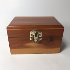 Small Vintage Cedar Wood Trinket Jewelry Box Brass Trim Velvet Bottom  3” X 5”