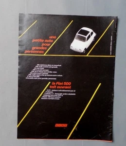 PUB PUBLICITE ANCIENNE ADVERT CLIPPING 150917 / VOITURE FIAT 500 TOIT OUVRANT - Imagen 1 de 1