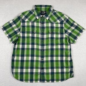 The North Face Shirt Mens XL Green Plaid Outdoors Camping Hiking Casual Work