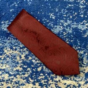 Corbata de seda tonal de cachemira Tom James Burgundy - Imagen 1 de 4