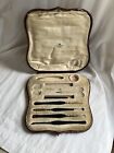 Antique leather silk sewing box necessaire tools Charles Packer London 1900s