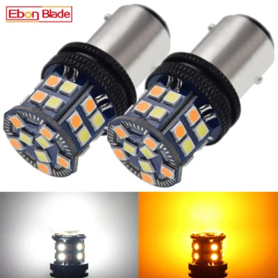 2Pcs 1157 BAY15D P21/5W Dual Color White/Amber Switchback DRL Turn Signal Bulb Foto 1 de 4