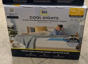 Serta 3" Cool Nights Gel Memory Foam Mattress Topper with Washable Cover TWIN XL - Picture 1 of 6