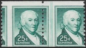 1059Ab 25 cent Paul Revere Dull Gum Misperfed Line Pair - Picture 1 of 1