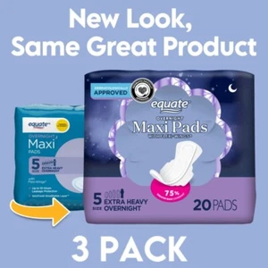 Maxi Pads with Wings, Unscented, Extra Heavy Overnight, Size 5 - Picture 1 of 6