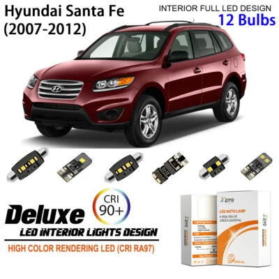 12 Blubs LED Interior Light Kit 6000K Xenon White for Hyundai Santa Fe 2007-2012 - Image 1 of 4