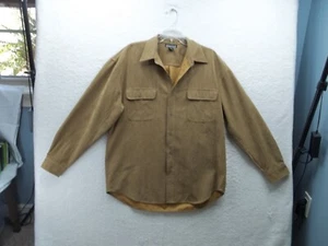 Montage Mens Brown Polyester Button Up Shirt Long Sleeve Size L Seude Looking - Picture 1 of 11