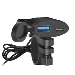 Dual Port PD Fast Charging Motorcycle USB A + Type C Phone Phone Charger