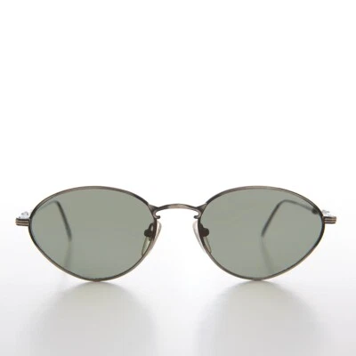 Oval 90s Minimal Vintage Sunglasses - Gunmetal Torres - Image 1 of 3