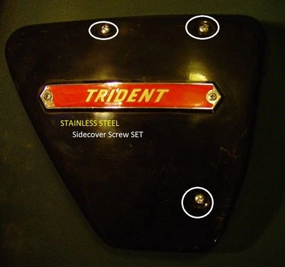 Triumph Trident 750 1969-74, T150V, acero inoxidable, tornillos del panel lateral del tanque de aceite Foto 1 de 4