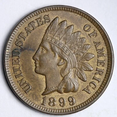 1899 RPD REV CRACKS Indian Head Cent Penny CHOICE UNC *UNCIRCULATED* MS E159 QEW - Image 1 of 2
