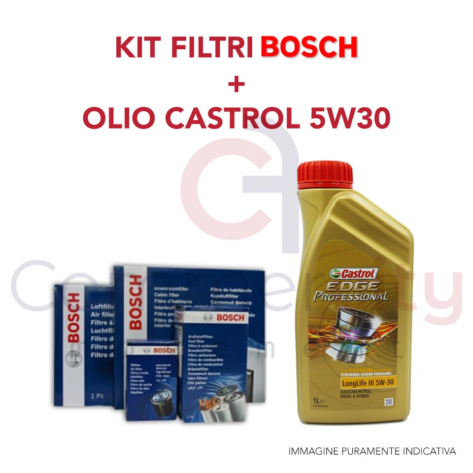 BOSCH+CASTROL KIT TAGLIANDO FILTRI BOSCH + OLIO CASTROL 5W30 TOYOTA RAV 4 2.2 D-4D 110KW 150CV