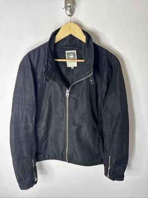 Chaqueta de moto G-Star Raw negra de nailon adherida para hombre XL bolsillos delanteros con cremallera Foto 1 de 4