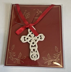 Lenox Charms Piercing Kreuz fein Elfenbein Porzellan Ornament Weihnachten Taufe - Bild 1 von 4