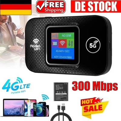 4G,5G LTE Tragbare Mobiler Wireless WLAN Router Hotspot WiFi Modem SIM Karte DE - Bild 1 von 4