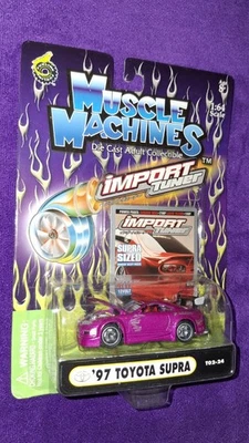 Muscle Machines Import Tuner '97 Toyota Supra Pink 1:64 Scale T02-24 Funline - Image 1 of 4