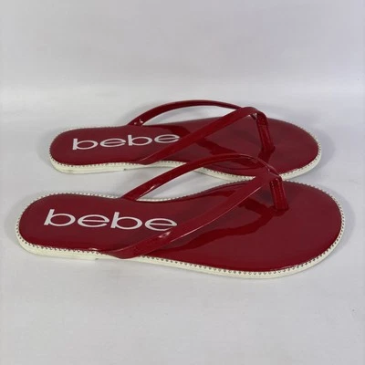 Patente Bebe Ileana Rojo Mujer Talla 7.5m Rojo Oscuro Plano Sin Cordones Estilo Flop Toboganes Foto 1 de 4