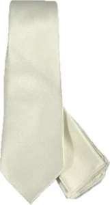 Da Ciro Boys Tie Hanky Set Cream 3" Wide 54" Long 100% Polyester Handmade - Picture 1 of 4