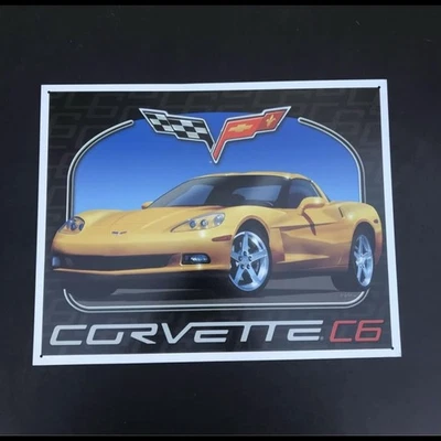 Vintage Replica Tin Metal Sign Chevrolet Corvette C6 Stingray Chevy 12.5x16 - Image 1 of 4
