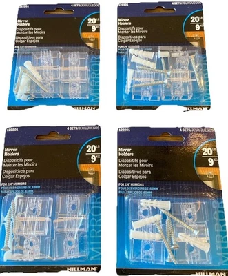 Paquete de 4 soportes para espejos Hillman de alta resistencia cable de anclaje 122201 Foto 1 de 4