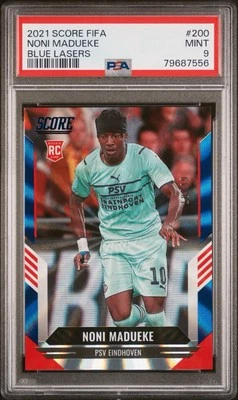 2021-22 Panini Score PL #200 NONI MADUEKE Rookie Blue Laser 10/49 RC PSA 9 - Image 1 of 2