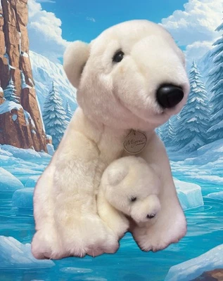 Polar Bear Plush Cub and Mother Plushies 12” Aurora Miyoni Stuffed Animal Toy - Image 1 of 3