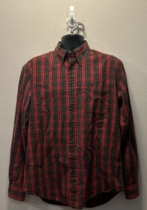 Tommy Hilfiger Uomo Taglia Large Rosso Flanella Plaid Bottoni Vestibilità Classica Manica Lunga - Foto 1 di 4