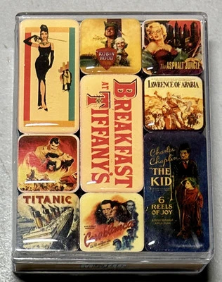 Juego de 9 imanes de arte de película Desayuno Tiffany’s Titanic Casablanca Lo que el viento se llevó nuevo Foto 1 de 3