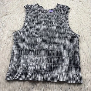 Lotus & Lavender Women's XL Gingham Shirred Sleeveless Top Milk Maid Cottagecore - Picture 1 of 6