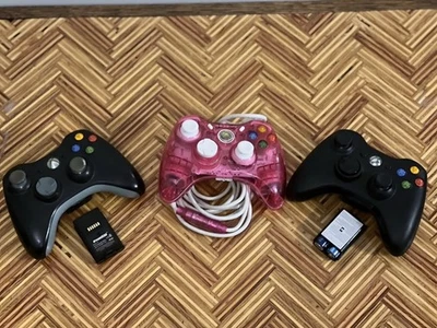Xbox Wireless Wired Remotes Black  Gray Clear Pink AS IS - Image 1 of 4
