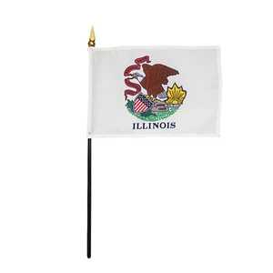 Illinois IL State Poliéster Miniatura Mesa Escritorio Bandera 4" X 6" - Imagen 1 de 3