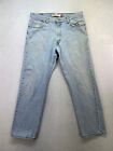 Levis 505 Mens 36x32 Stone Wash Regular Fit Distressed Stain Straight Leg Jeans