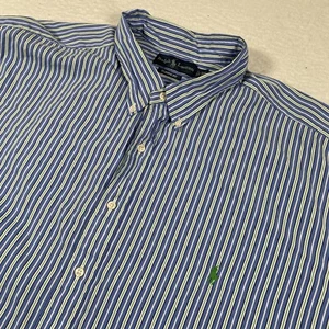 Polo Ralph Lauren Shirt Mens 3XB Blue Green Stripe Button Down Long Sleeve Pony - Picture 1 of 8
