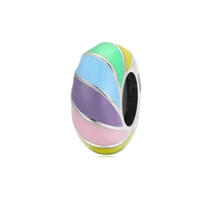 Rainbow Spacer Bead Charm Genuine Sterling Silver 925 For Bracelets Family Mum - Picture 1 of 8