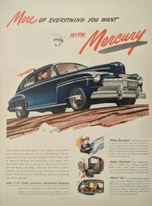1946 vintage Mercury automobile print ad. Post WWll Blue Sedan - Picture 1 of 1