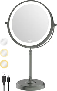 9" Lighted Makeup Mirror with Lights and Magnification 1X/10X Double Sided, 5000 - Picture 1 of 12