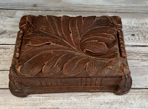 Vintage Syroco Wood Cigarette Box Trinket Box Pressed Wood - Picture 1 of 11