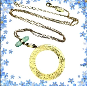 $150 Marcia Moran Necklace 18k Gold Plated Sun Circle Pendant Necklace Designer - Picture 1 of 13