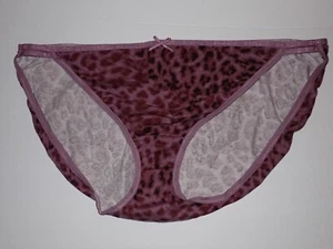 Lane Bryant Cacique 26/28 String Bikini Höschen Baumwolle Lila Mauve Gepard - Bild 1 von 5