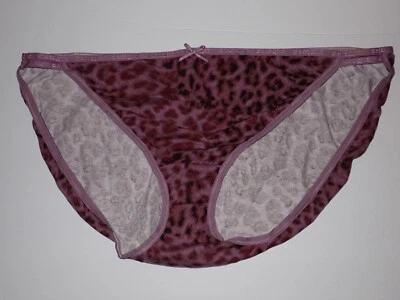 Lane Bryant Cacique 26/28 String Bikini Panties Cotton Purple Mauve Cheetah - Image 1 of 4