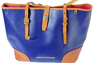 dooney & bourke Handtasche Geniune Florentine Vacchetta Leder blau/hellbraun gebraucht - Bild 1 von 10