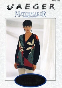 ~ Jaeger Knitting Pattern For Lady's Lovely Bold Floral Motif V-Neck Cardigan ~ - Picture 1 of 2