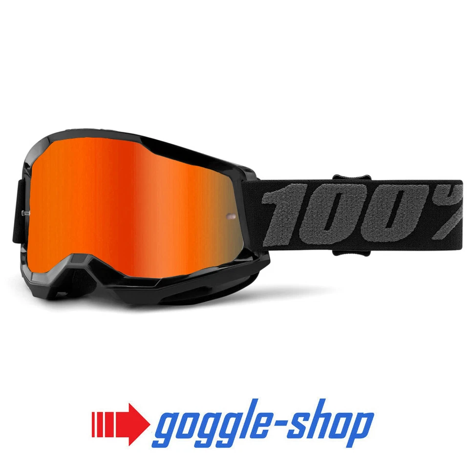 100% STRATA 2 Motocross MX Bicicleta MTB Gafas Negro Claro / Naranja Espejo - Imagen 1 de 1
