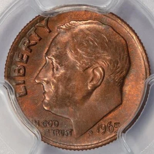 1965 PCGS MS65 Missing Clad Layer Dime Mint Error 1st Clad Year Error - Picture 1 of 4
