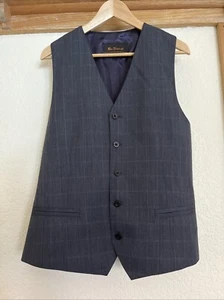 MEN'S SIZE LARGE BEN SHERMAN HARROW GREY PLAID SUIT VEST RRP$100 - Picture 1 of 7