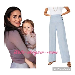 Rare Boden Penzance Wide Leg Blue Stripe Linen Trousers UK 6P US 2 Duchess - Picture 1 of 10