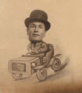 RPPC Vanity Fair Amusement Park Providence RI Postcard Man Driving Soapbox Car - Picture 1 of 5