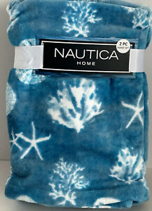 2 Pk NAUTICA Bathroom hand towels Beach Starfish Coral Sand Dollars Super Soft