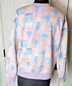 Wild Fable Pink Blue Check Color Pull-Over Sweatshirt Sz L - Picture 1 of 5